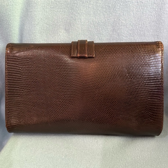 Rare Vintage Gucci Lizard Clutch in Dark Brown - Picture 2 of 13
